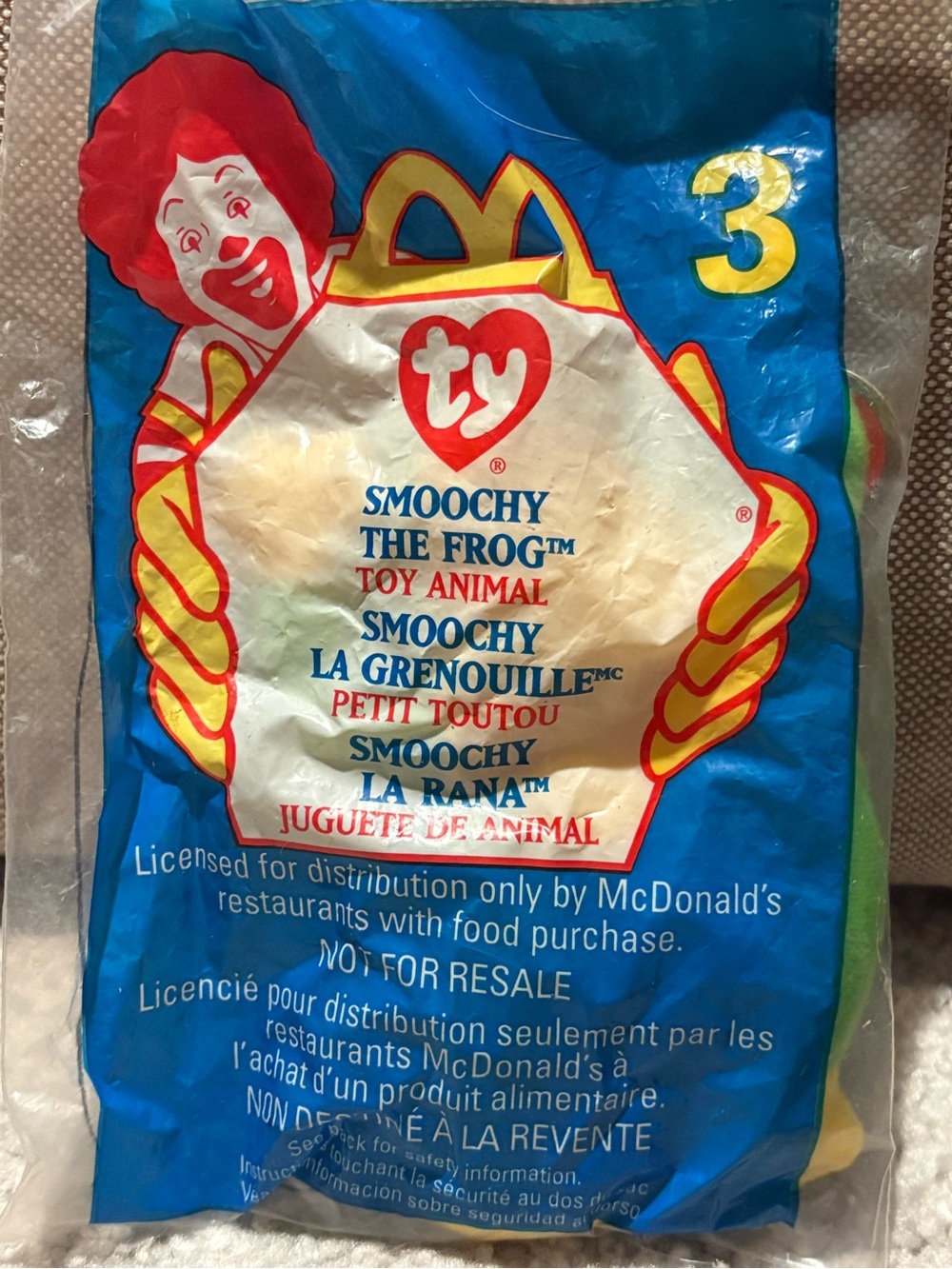 Vintage 1999 McDonald’s TY Smoochy the Frog Teenie Beanie Baby #3 – NEW SEALED